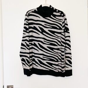 Calvin Klein Mock Neck Zebra Print Sweater